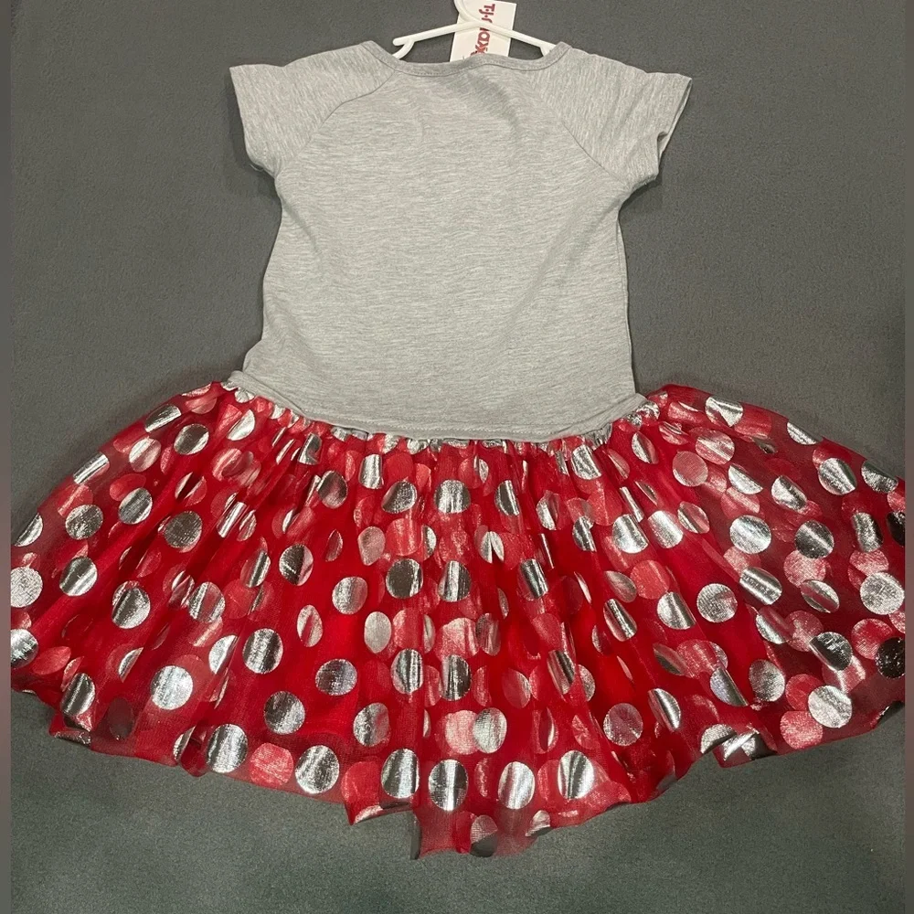 Disney Minnie Mouse Gray and Red Polka Dot Dress Size 4T
